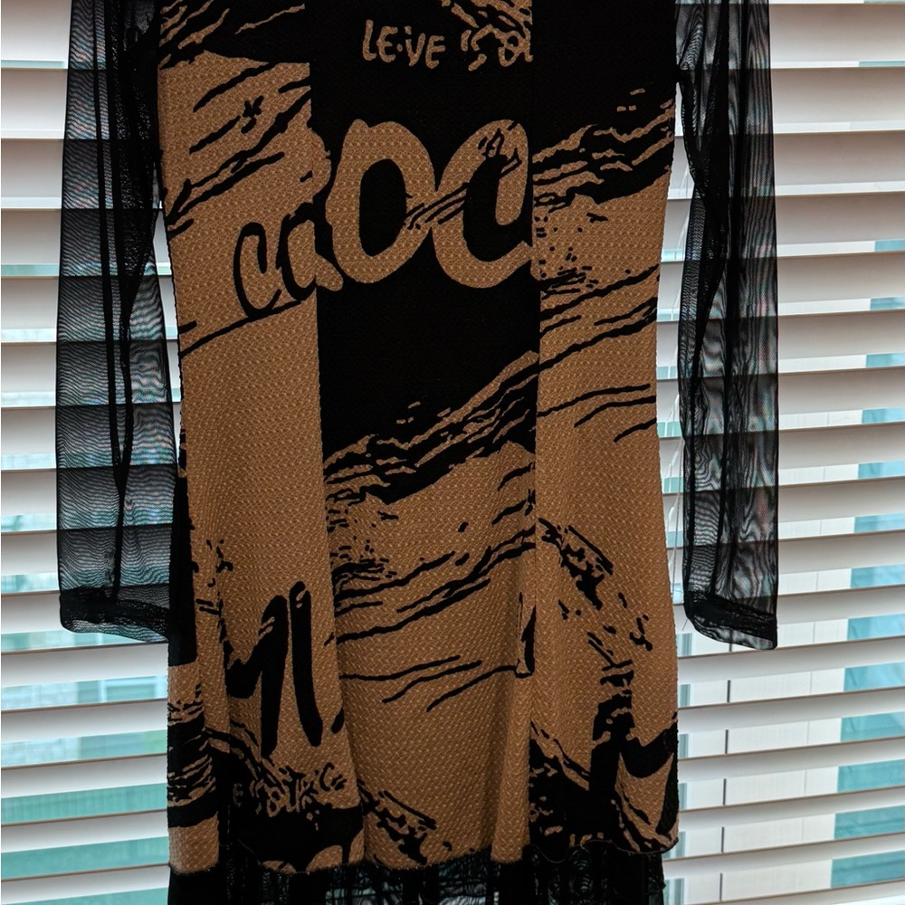Black and Tan Graphic Dress
